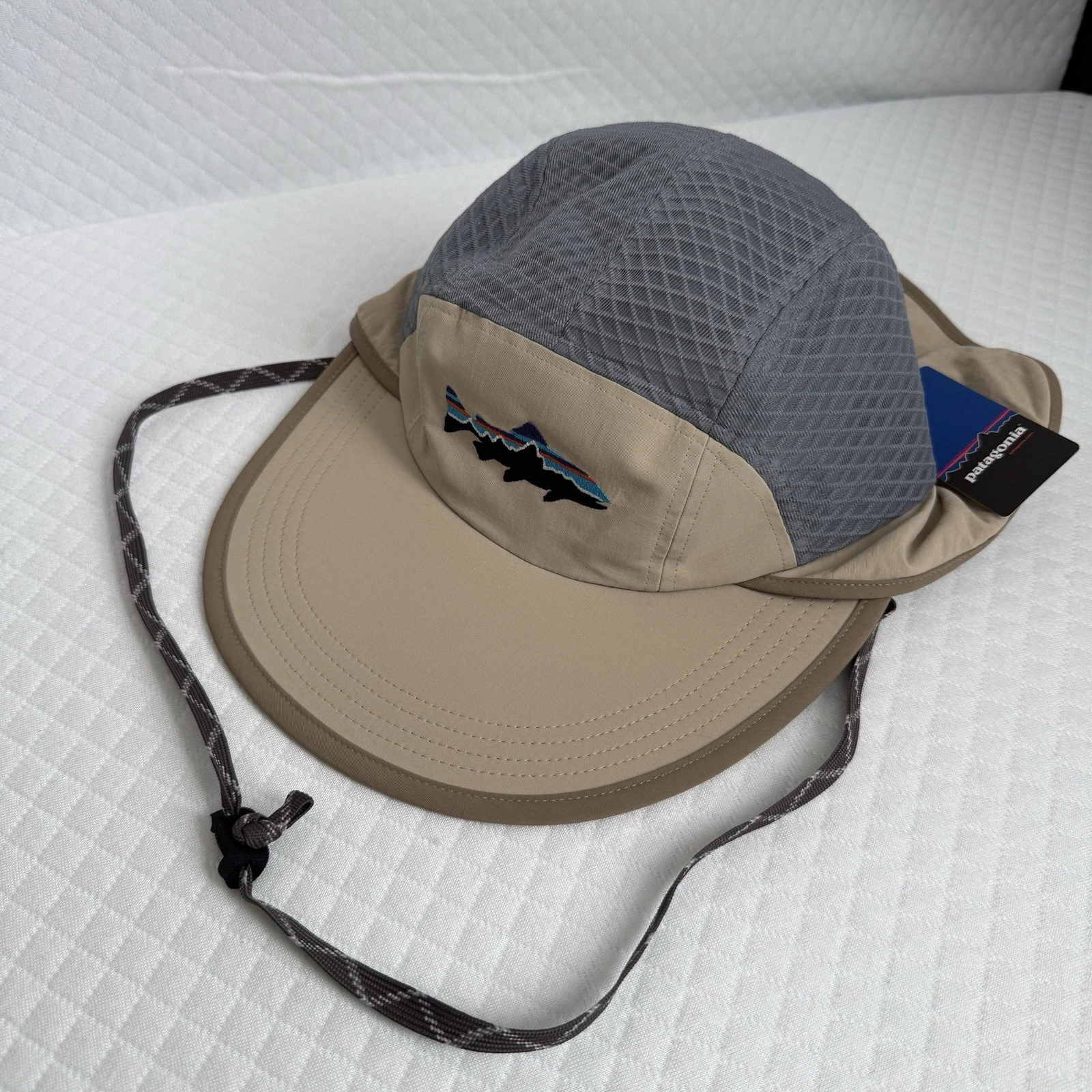 NWT VTG Patagonia Vented Spoonbill Hat Trout Logo S/M Gorpcore Long Bill NOS Cap