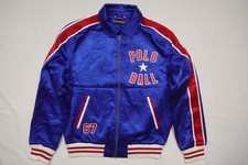 Polo Ralph Lauren Sport Jacket Bomber Varsity Satin Ball Navy Red RARE S