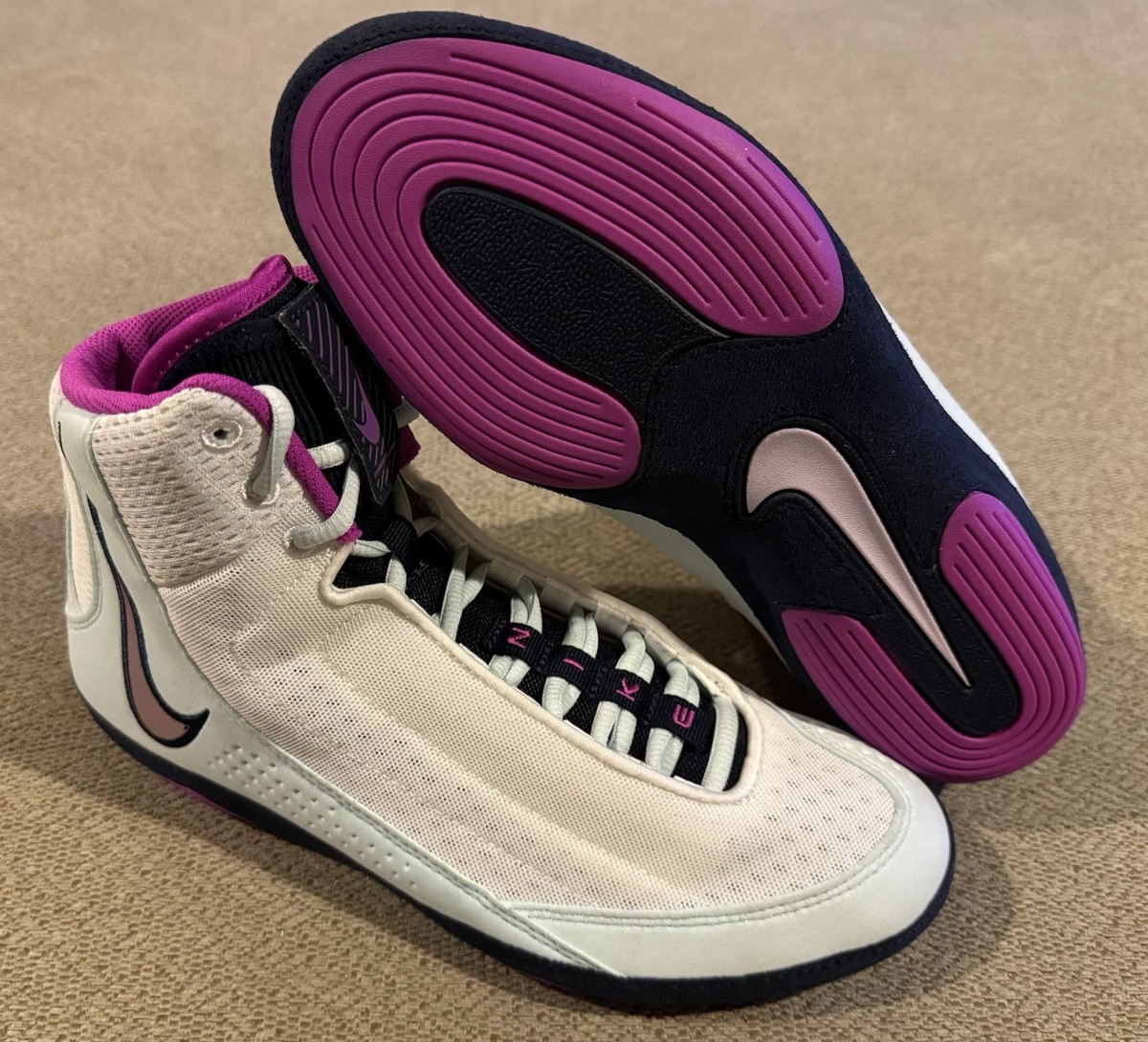 Nike Inflict 4 Wrestling Shoes White Violet Mens Size 9.5 HM9674