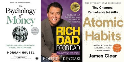 Combo Set of 3 Books ( Psychology of Money+ Rich Dad Poor Dad+ Atomic Habits) PB