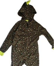Cat  Jack Boys One Piece Dinosaur Hooded Fleece Pajamas Size XS 4/5 NWT 12A48