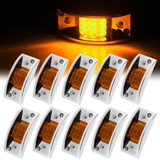 10x Sealed Chrome Armored LED Trailer RV Clearance Side Marker Light 12LED Amber
