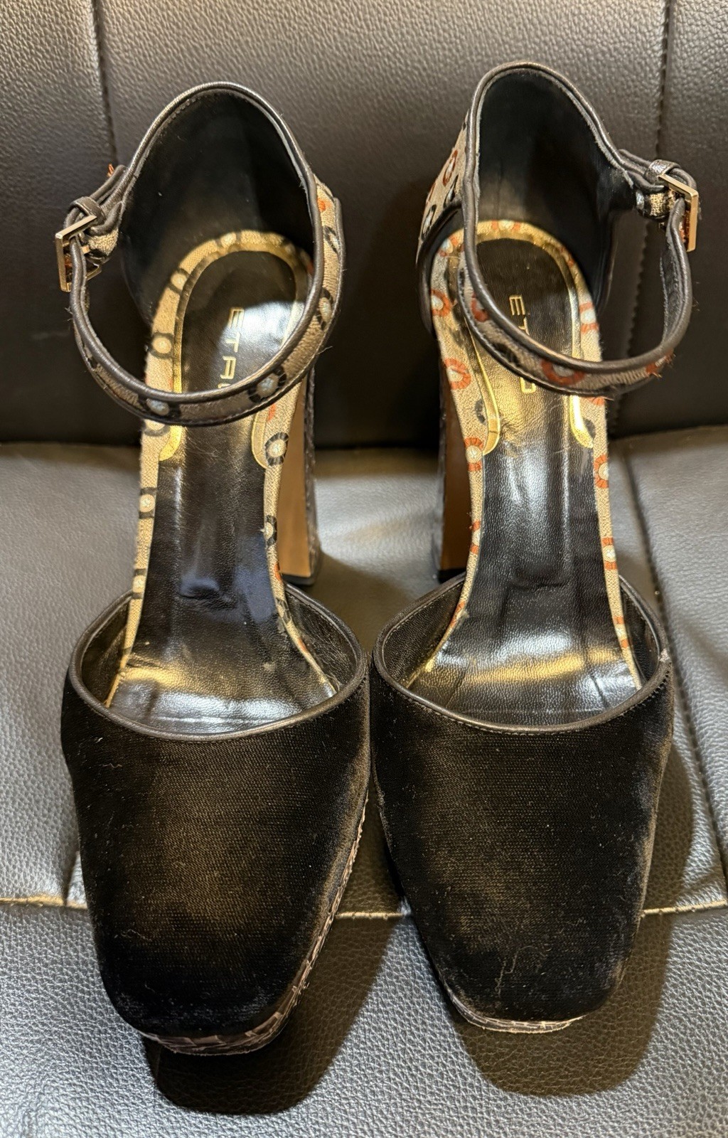 ETRO Velvet and Python Platform Heels Made In Ita… - image 3