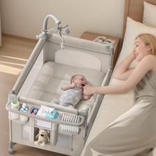 4 in 1 Baby Bassinet, Pack and Play, Bedside Crib Sleeper, Diaper Changer, Qu...