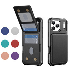 For iPhone 17 Pro Max Air 16 15 14 13 Leather Wallet Case with Credit Card Slot
