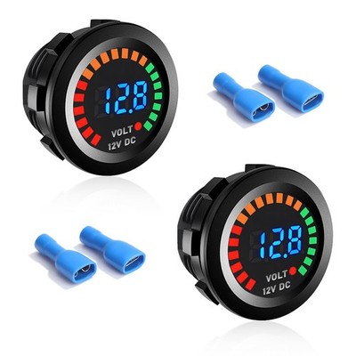 2 PCS DC 12V Battery Voltage Meter Waterproof LED Digital Display Voltmeter