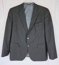 Stafford Wool Classic Fit Blazer Jacket Mens 44 Short Dark Gray/Black Two Button