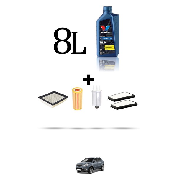 Hoffcar Wartungskit 4 Filter Und 8L ÖL FüR Ssangyong Actyon 2.0 Xdi 104Kw-image