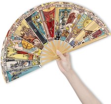 Tarot Card Hand Fan Rave Fan Fortune Teller Decor Oversized Folding Bamboo