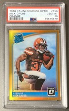 2018 Donruss Optic Nick Chubb Rated Rookie Orange /199 PSA 10 RC 158 Color Match