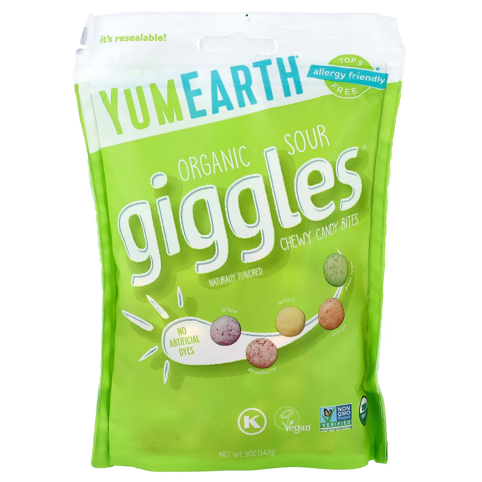 Organic Giggles жевательные конфеты Кислые 5 унций 142 г 2390₽