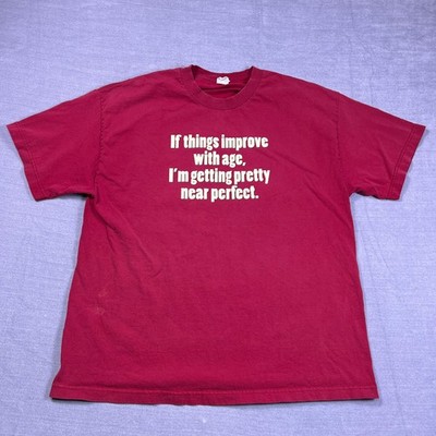 Alstyle Mens Maroon Red Humorous Graphic Slogan Comfy Cotton T-Shirt Size XL