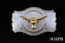 Western Cowboy OX Bull Head Belt Buckle 2 Tones Gold  Silver Color 85SPB