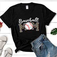 2026/Softball Baseball Mom Leopard Mama Tee Mother's Day Gift For Women T-Shirt