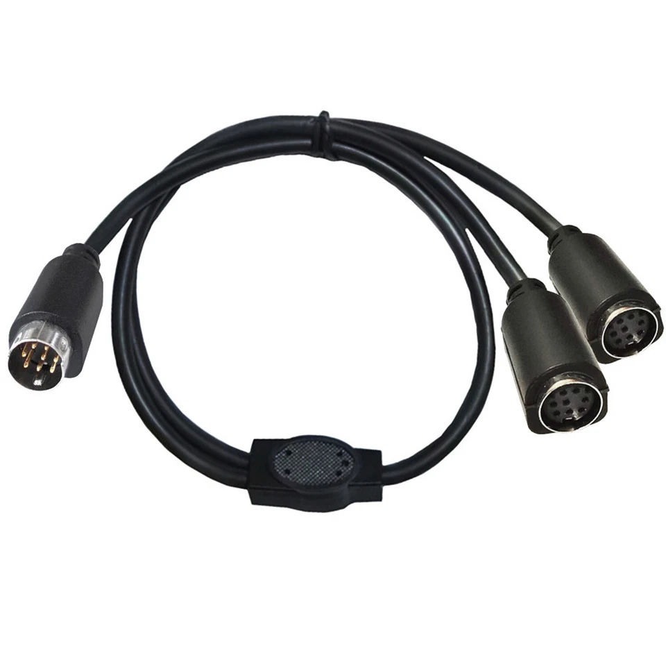 1pc S-Video Mini DIN 8 Pin Male to 2 Female Y Splitter Adapter Cable TV Receiver - Image 4 of 4
