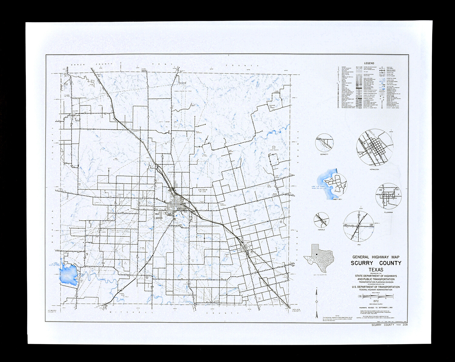 Купить Texas Map Scurry County Snyder Hermleigh Ira Fluvanna на Аукцион