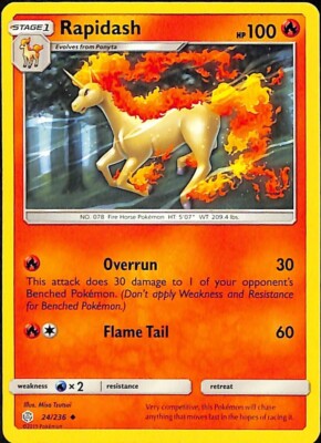 Pokémon TCG Rapidash Sun & Moon - Cosmic Eclipse 24/236 Regular Uncommon