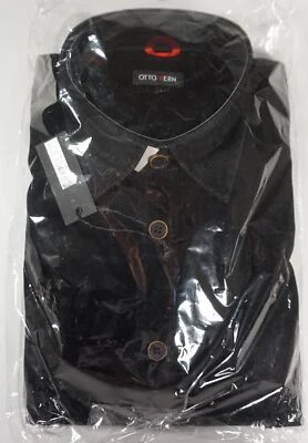Original Otto Kern Chemise Homme Samitger Tissu en Coton Noir Taille 45/18 Avec - Photo 1/4