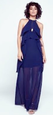 NWT BCBG RUFFLE CHIFFON KEYHOLE MAXI DRESS SIZE 2 | eBay
