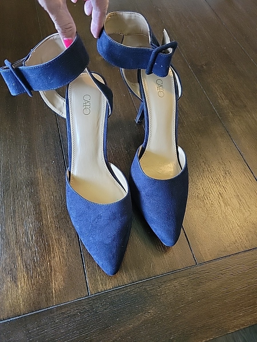 Womens Cato Blue Suede Heels M Ankle Strap Shoes