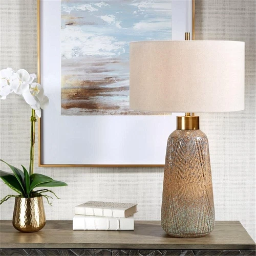 Uttermost Western Sky Ceramic and Fabric Table Lamp in Blue/Bronze - Picture 2 of 8