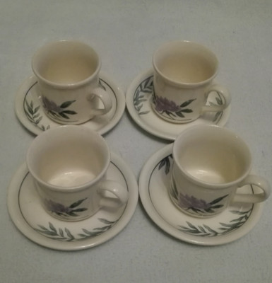 4 Biltons Staffordshire Tischdraht Tassen & Untertassen Set, Blumenmuster (brandneu)