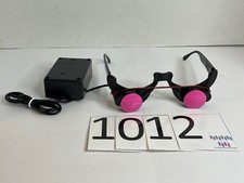WORKING Halloween Black Glasses W/ Pink Light Up Eyes Costume Accessory