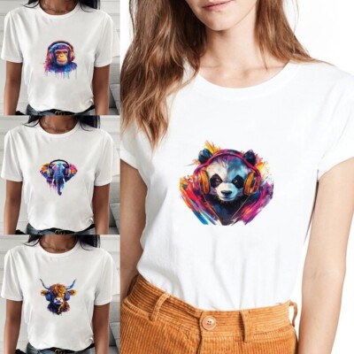 Neu Sommer Kurzarm bedruckt T-Shirt Oberteil Tee Kleidung Pullover Geschenk