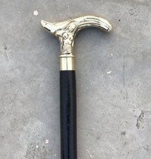 Victorian Style Vintage Brass Mermaid Head Handle Cane Wooden Walking Stick Gift