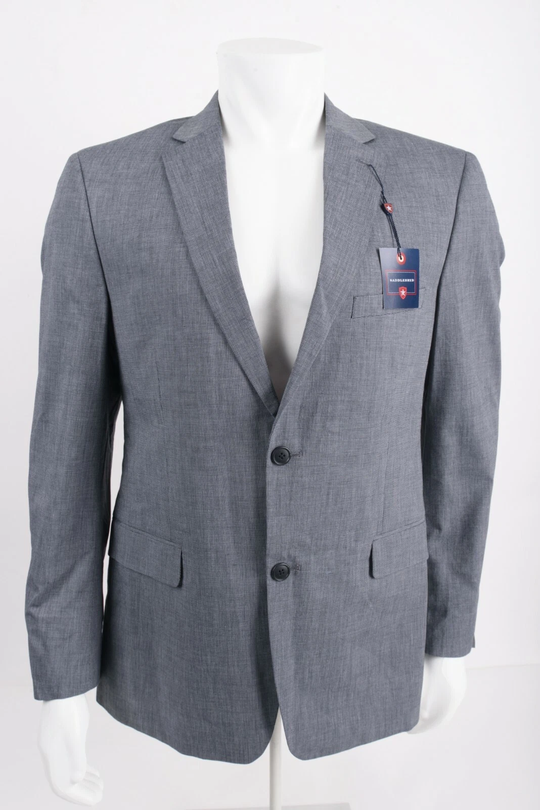 Saddlebred Mens Suit Jacket Blazer Sport Coat Size 42 R Black Gray Cotton NWT