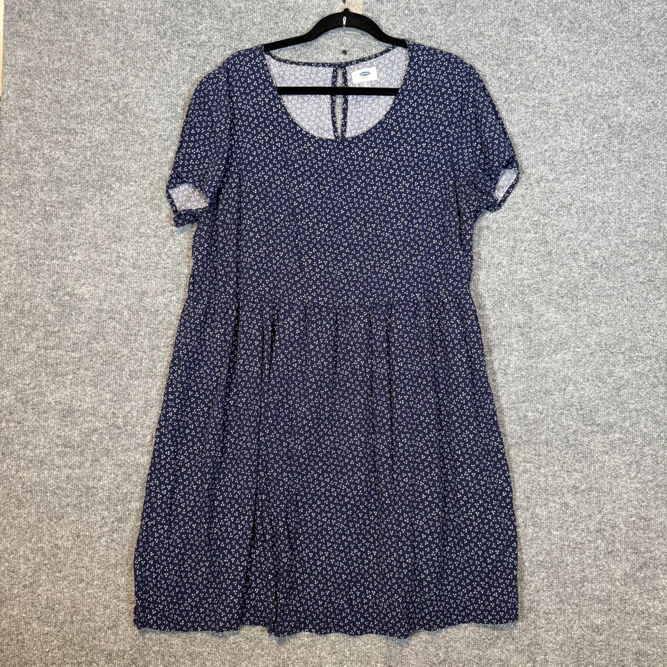 Old Navy Dress Womens XL Blue Mini Flowy Loose Floral Bohemian Cottage Core - Image 2 of 4