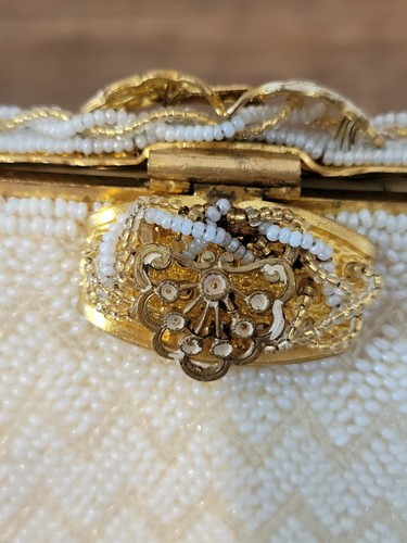 VTG 1930s C&M Caron Micro Beaded Purse Handmade in France White. Stunning Detail - Picture 14 of 14