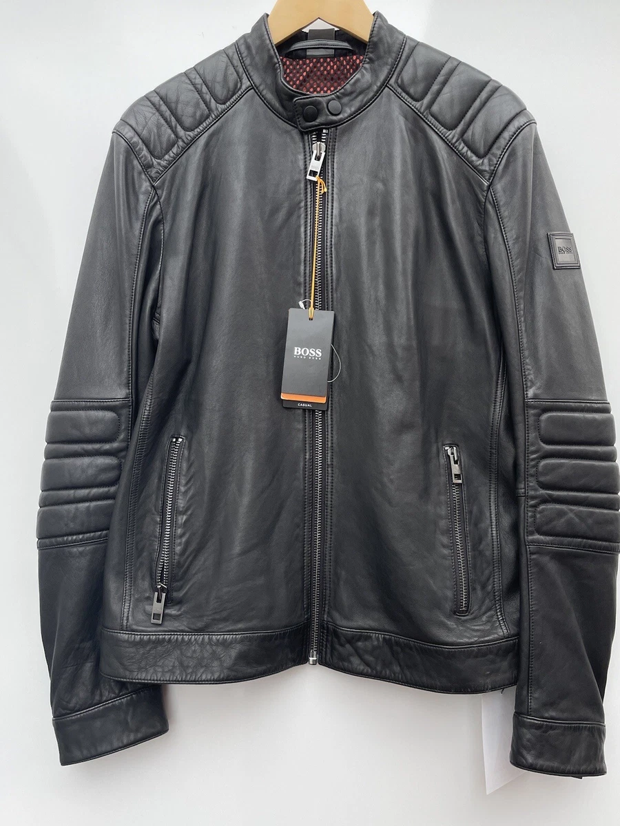 HUGO BOSS Jagson Men s Leather Jacket Black Size 40R Bnwt FAULTY