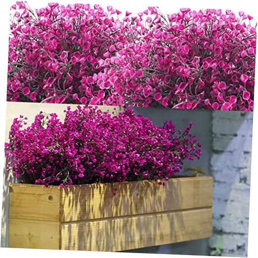 12 Bundles Artificial Flowers Outdoor Artificial Plant Decor UV Fuchsia