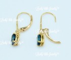 Dangle 1.90 ct 14K Yellow Gold Natural Blue Zircon leverback December Birthstone — photo 5