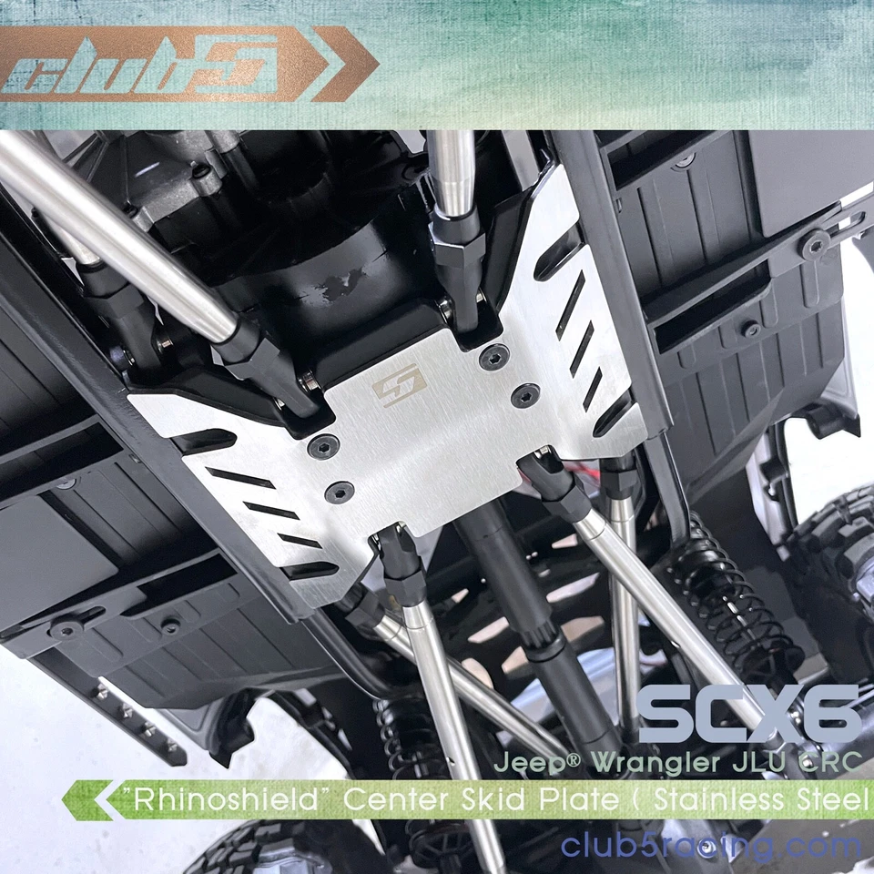 "Rhinoshield" Stainless Center Skid Plate Guard for Axial SCX6 Jeep JLU Wrangler - Image 4 of 4