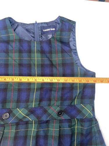 Lands End School Uniform Girls Plaid Jumper Top of Knee Navy Green Size 12 - Picture 3 of 5