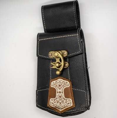 Leder Thors Hammer Handy Tasche Wikinger Norse Geldbörse Gürtelschlaufe Hüfte
