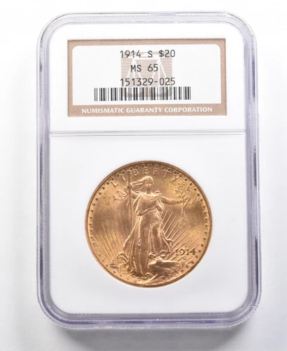 1914-S $20 Saint Gaudens Gold Double Eagle MS65 NGC *4538