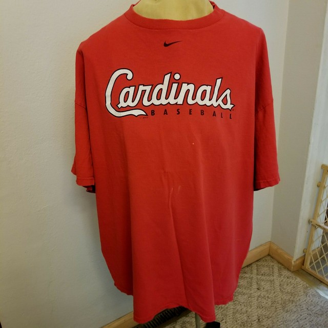 Nike Team St. Louis Cardinals Baseball MLB Red T-Shirt Sz XL Thrashed | eBay