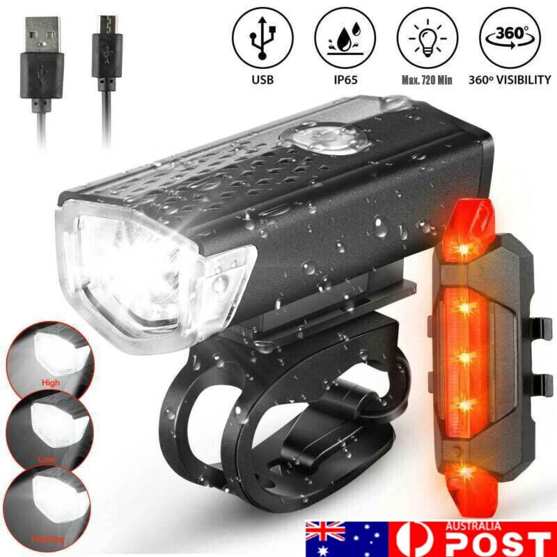 Bike Light Set Rechargeable LED Bicycle Lights Waterproof Headlight Front Rear