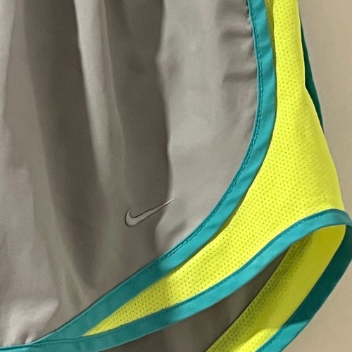 Nike Dri Fit Tempo Running Shorts Lined Gray Turquoise Neon Womens S Athletic - Picture 2 of 6