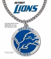 LARGE DETROIT LIONS NECKLACE Stainless Steel Chain NFL Football Dad HOT!   #R'
