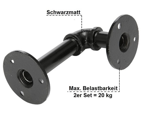 2x Tubo Soporte de Estante Ménsula Ángulo de Estantería Retro Pared 15cm Consola - Imagen 3 de 9