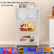 4-Tier Microwave Rack Kitchen Organizer Shelf Bread Rack Coffee Station White