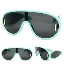 OVERSIZED Exaggerated Modern Retro Shield SUN GLASSES Huge Large Frame Dark Lens