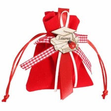 Bomboniera sacchetto in velluto porta confetti per laurea rosso 12 pz tocco