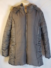 Hsn Sporto Warm Quilt Zip Front Puffer Coat W/patch "global Exp" Pewter Xl Soft