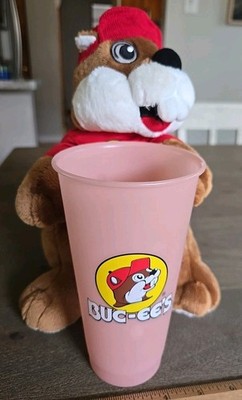 Bucees 10'' Plush Beaver & Tumbler Cup Pink 25 Oz Plastic See All Pics And Descri