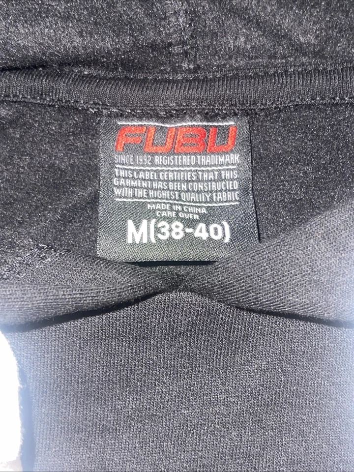 FUBU Black Hoodie Sweatshirt Mens Sz: Med Streetwear Hip Hop New No Tags - Image 4 of 4